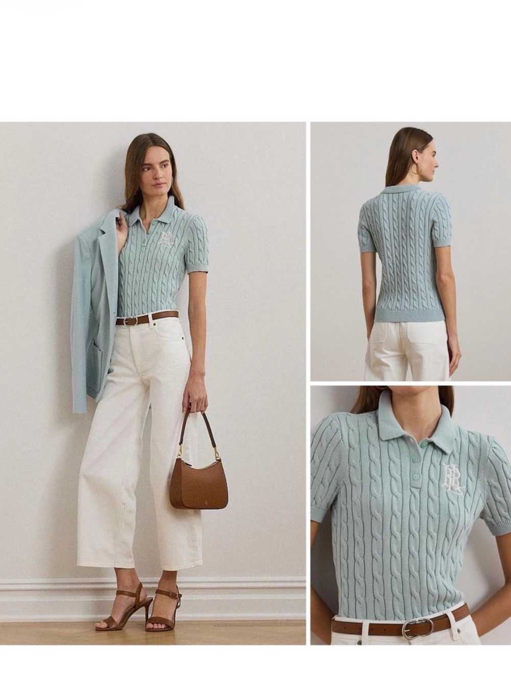 Lauren Ralph Lauren Cable-Knit Cotton Polo Sweater